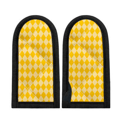 Yellow Harlequin Pattern Print Skillet Handle Cover