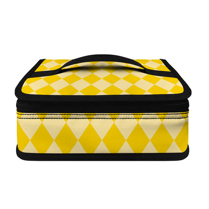Yellow Harlequin Pattern Print Small Lunch Bag