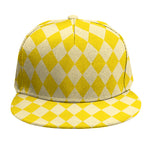 Yellow Harlequin Pattern Print Snapback Cap