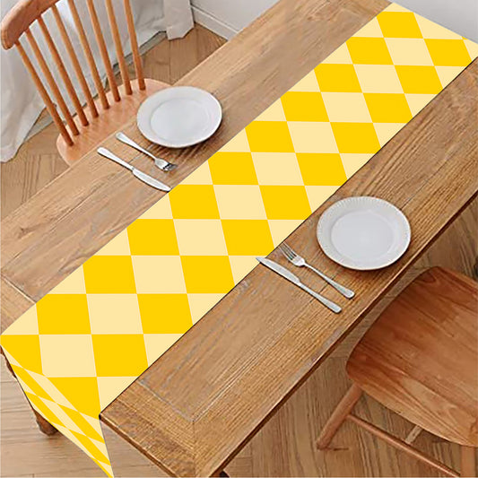 Yellow Harlequin Pattern Print Table Runner
