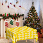 Yellow Harlequin Pattern Print Tablecloth