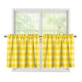 Yellow Harlequin Pattern Print Tier Curtains