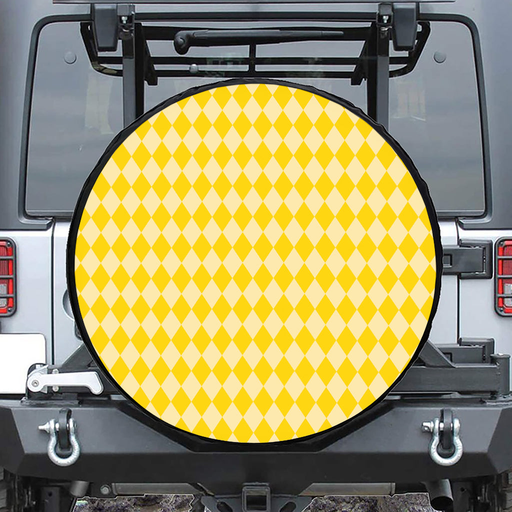 Yellow Harlequin Pattern Print Tire Cover