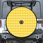 Yellow Harlequin Pattern Print Tire Cover With Camera Hole