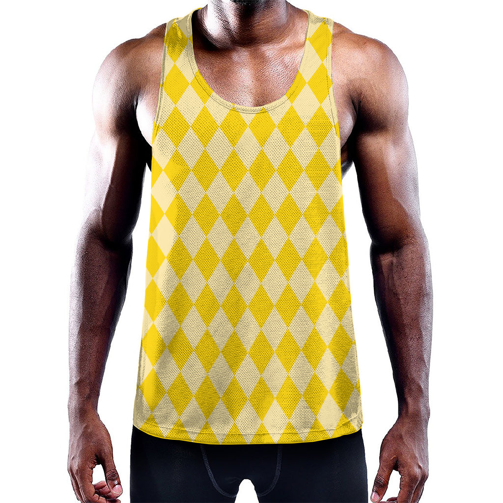 Yellow Harlequin Pattern Print Training Tank Top