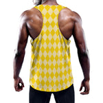 Yellow Harlequin Pattern Print Training Tank Top