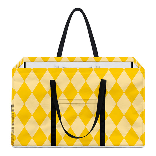 Yellow Harlequin Pattern Print Utility Tote Bag