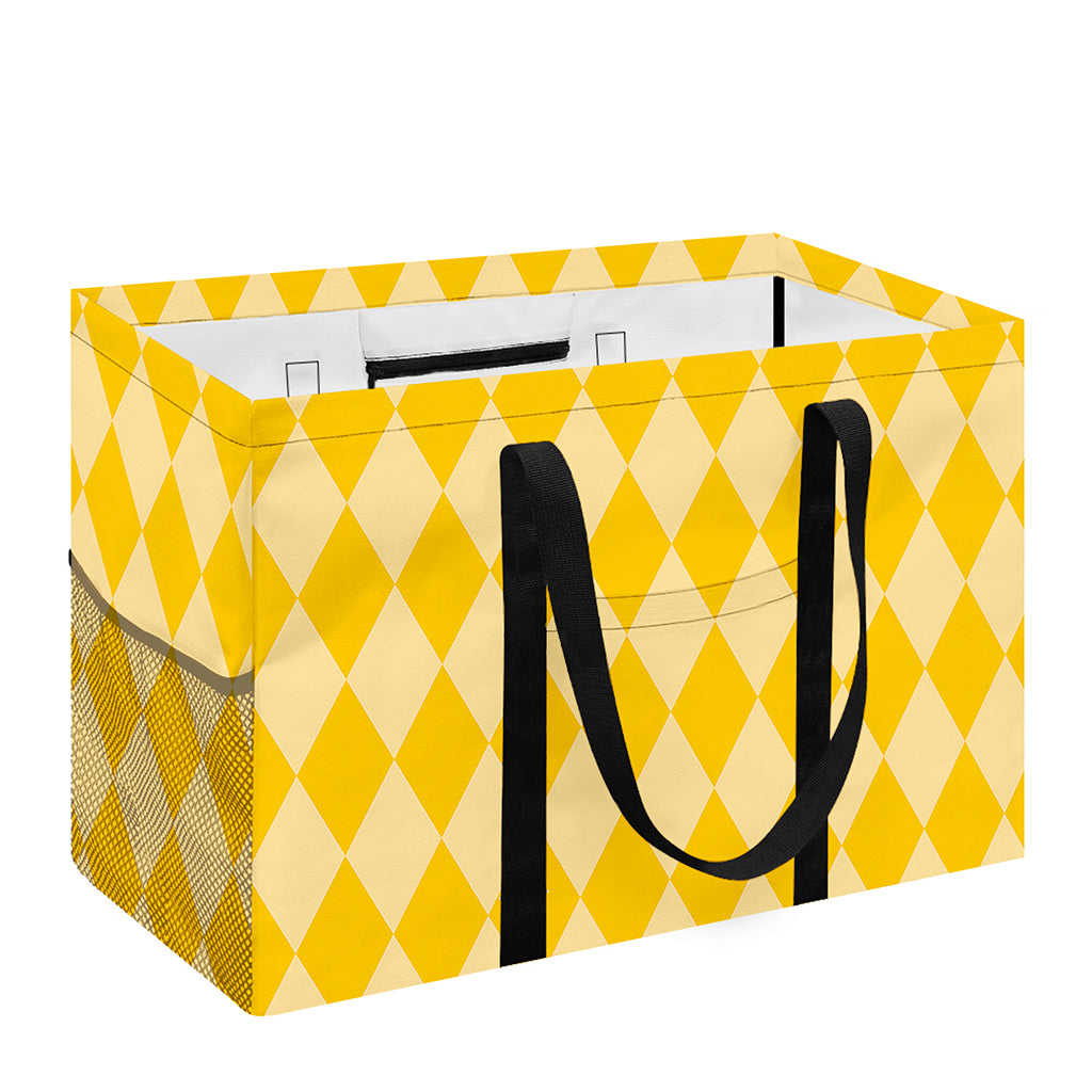 Yellow Harlequin Pattern Print Utility Tote Bag