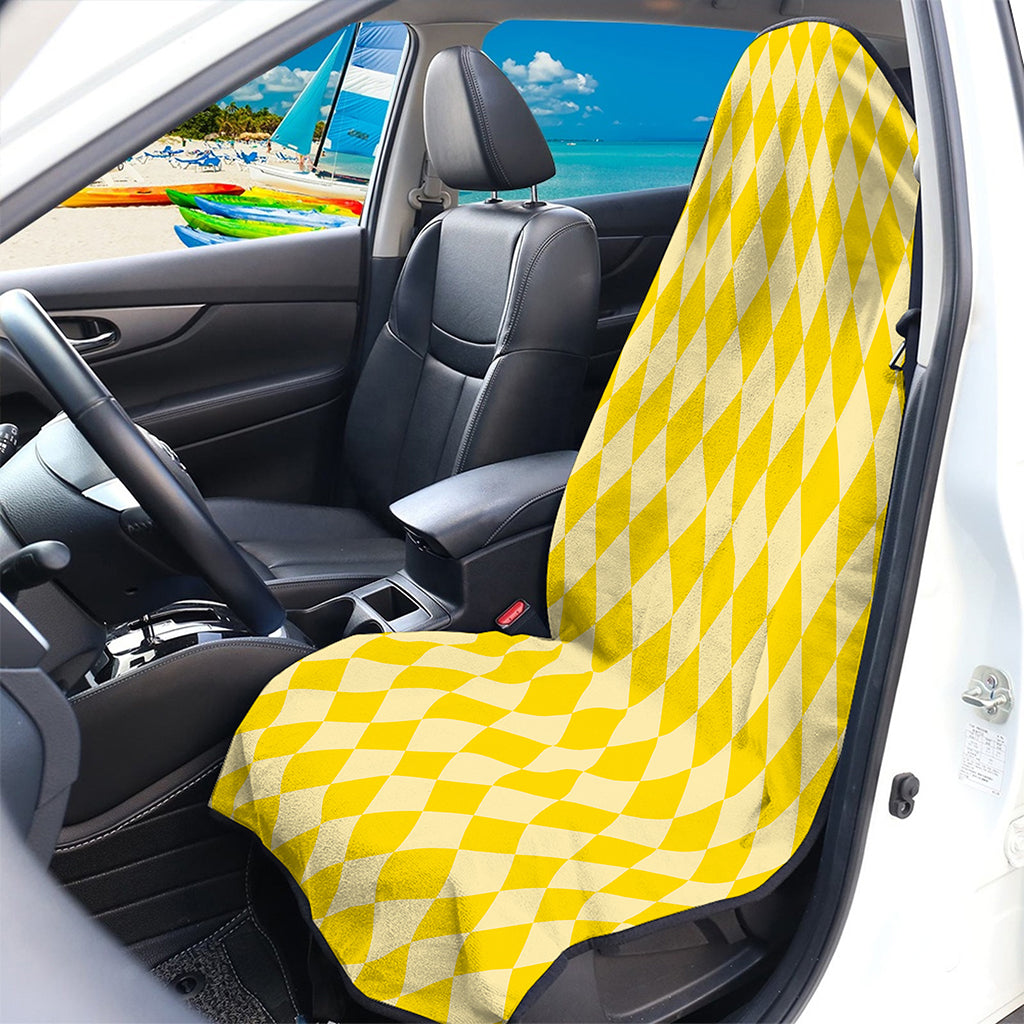 Yellow Harlequin Pattern Print Waterproof Car Seat Cover