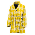 Yellow Harlequin Pattern Print Women's Bathrobe