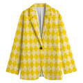 Yellow Harlequin Pattern Print Women's Blazer