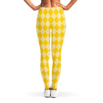 Yellow Harlequin Pattern Print Women's Leggings