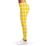 Yellow Harlequin Pattern Print Women's Leggings