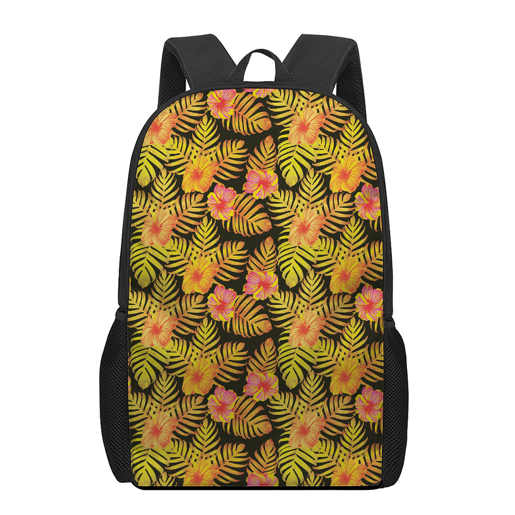 Yellow Hawaiian Tropical Pattern Print 17 Inch Backpack