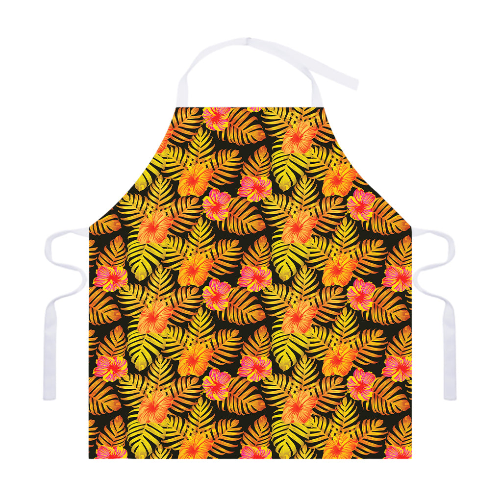 Yellow Hawaiian Tropical Pattern Print Adjustable Apron