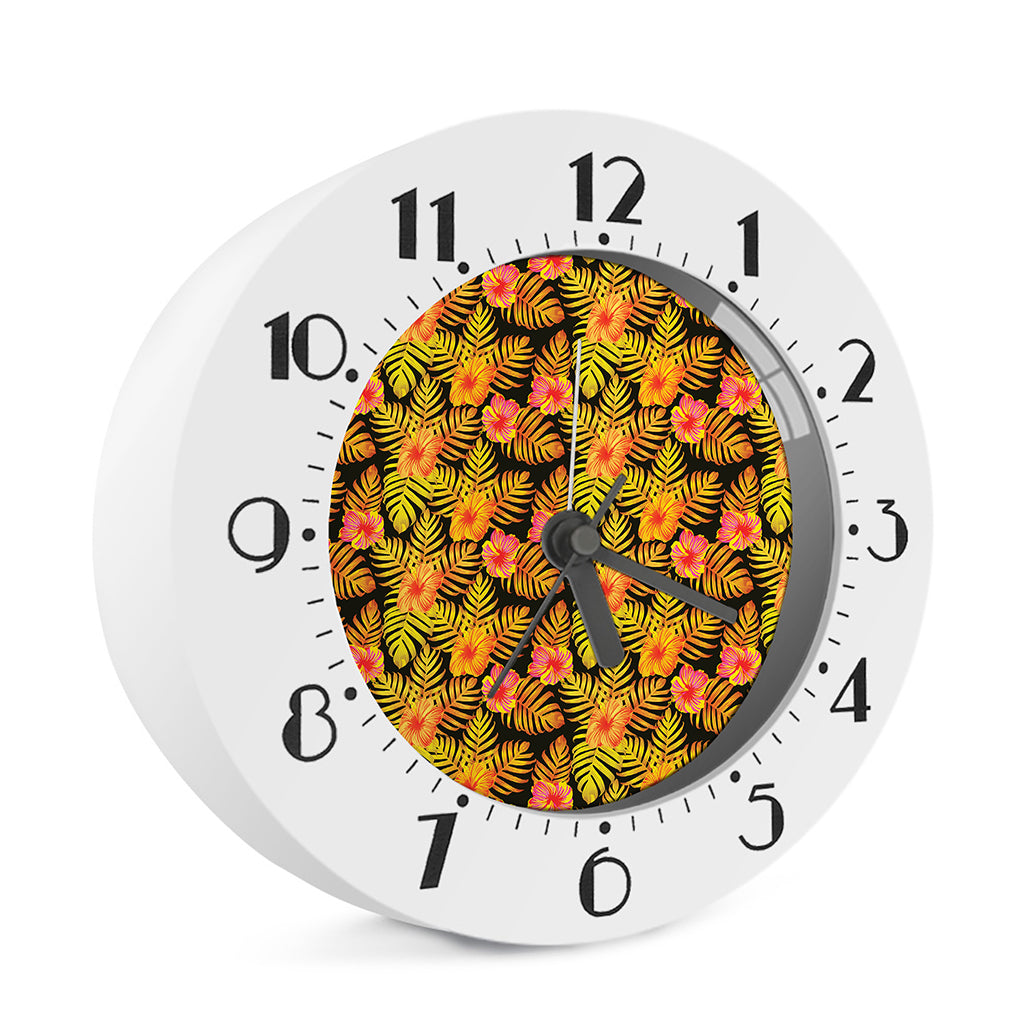 Yellow Hawaiian Tropical Pattern Print Alarm Clock