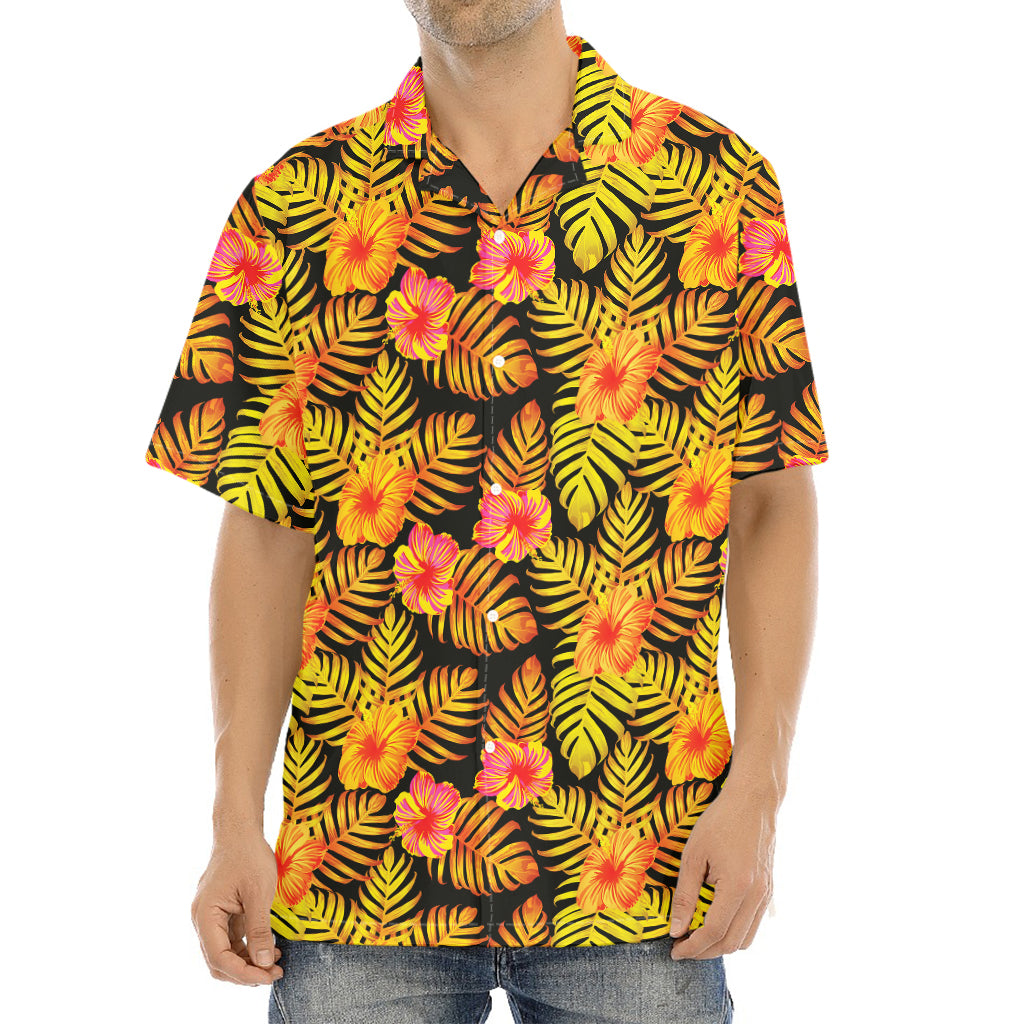 Yellow Hawaiian Tropical Pattern Print Aloha Shirt