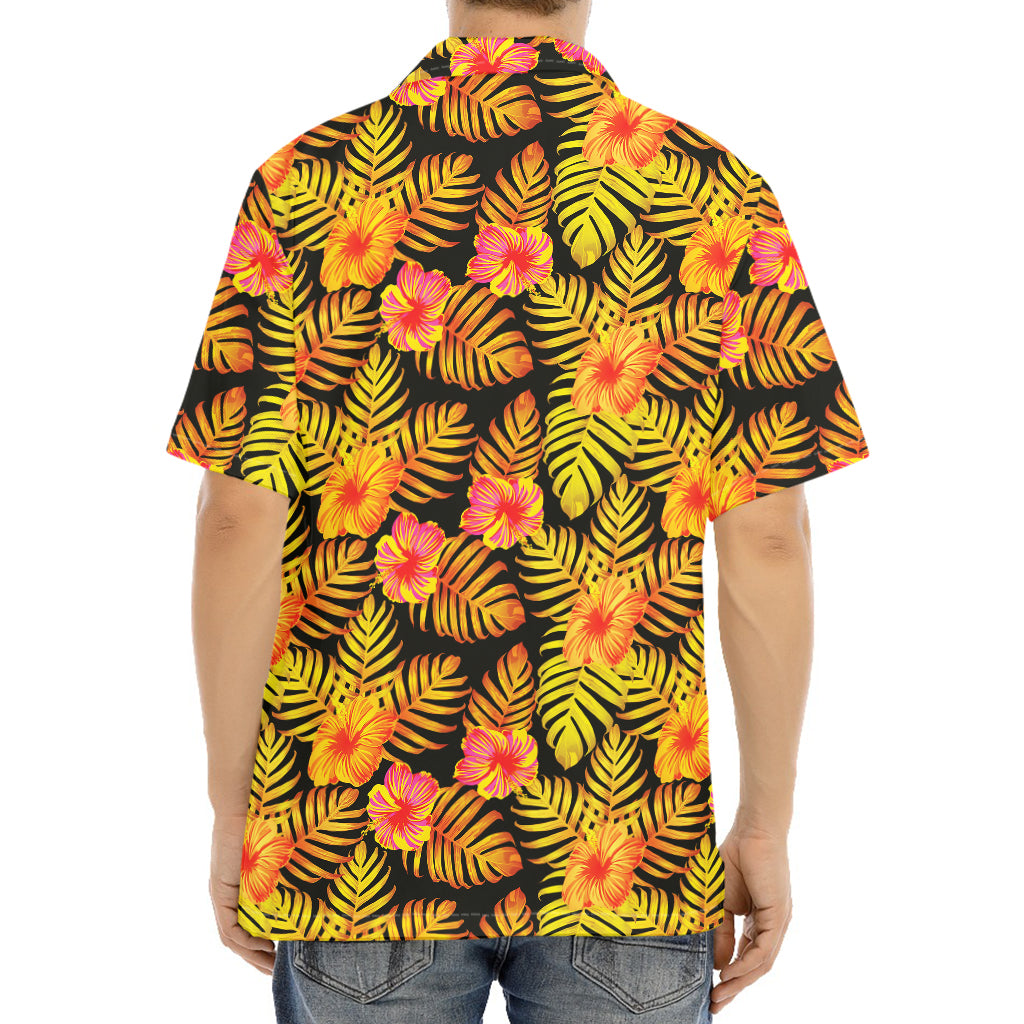 Yellow Hawaiian Tropical Pattern Print Aloha Shirt