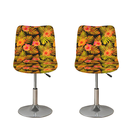 Yellow Hawaiian Tropical Pattern Print Bar Stool Covers