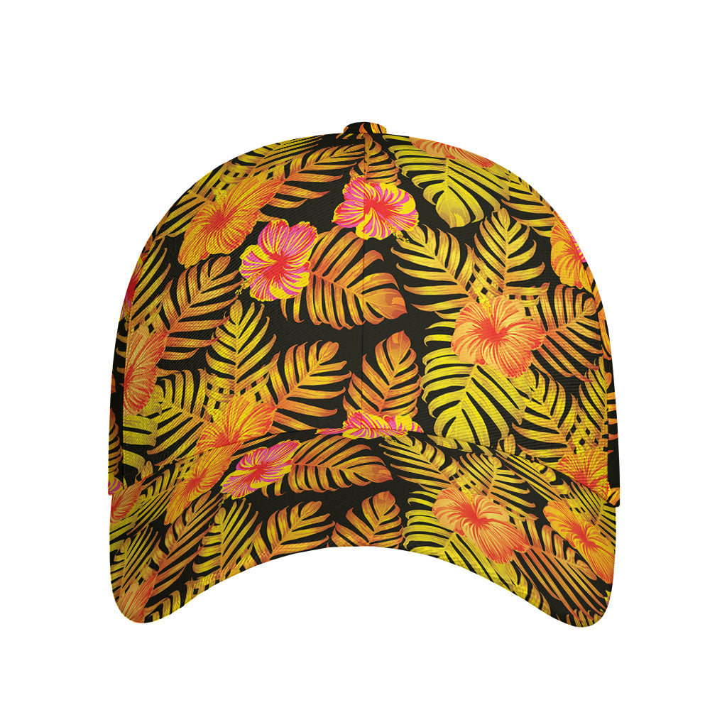 Yellow Hawaiian Tropical Pattern Print Baseball Cap