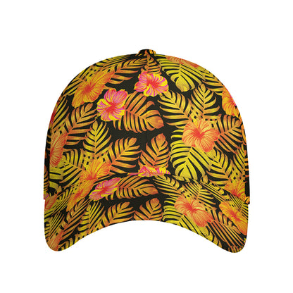 Yellow Hawaiian Tropical Pattern Print Baseball Cap