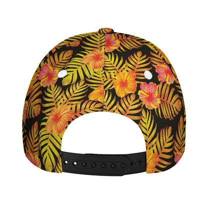 Yellow Hawaiian Tropical Pattern Print Baseball Cap