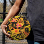 Yellow Hawaiian Tropical Pattern Print Basketball