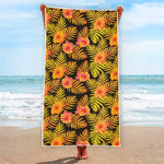 Yellow Hawaiian Tropical Pattern Print Beach Towel