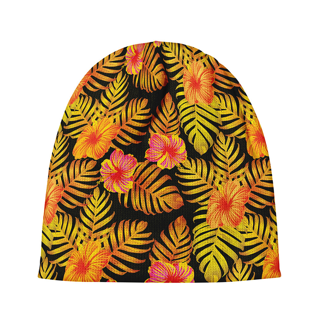 Yellow Hawaiian Tropical Pattern Print Beanie