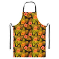 Yellow Hawaiian Tropical Pattern Print Bib Apron With Pocket