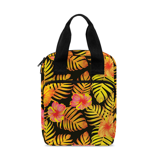 Yellow Hawaiian Tropical Pattern Print Bible Tote Bag