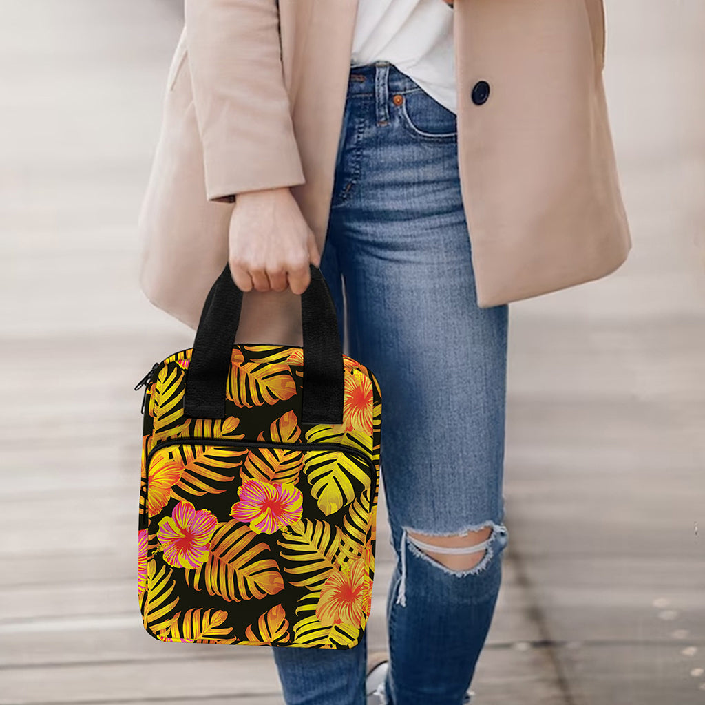 Yellow Hawaiian Tropical Pattern Print Bible Tote Bag