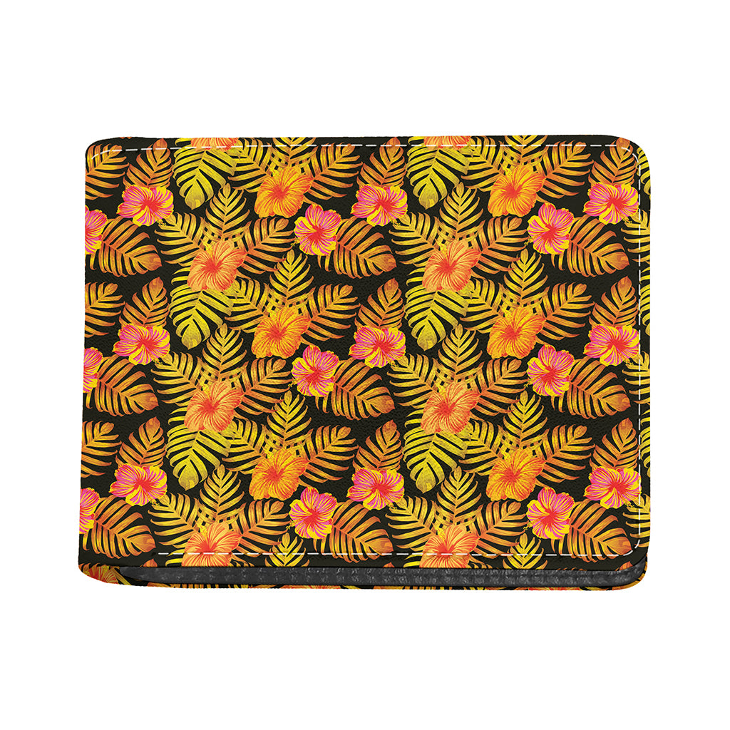 Yellow Hawaiian Tropical Pattern Print Bifold Wallet