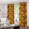 Yellow Hawaiian Tropical Pattern Print Dimout Grommet Curtains