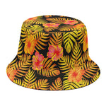 Yellow Hawaiian Tropical Pattern Print Bucket Hat