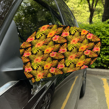 Yellow Hawaiian Tropical Pattern Print Car Side Mirror Covers