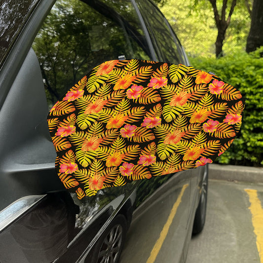 Yellow Hawaiian Tropical Pattern Print Car Side Mirror Covers