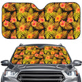 Yellow Hawaiian Tropical Pattern Print Car Windshield Sun Shade