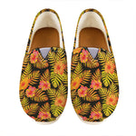 Yellow Hawaiian Tropical Pattern Print Casual Shoes