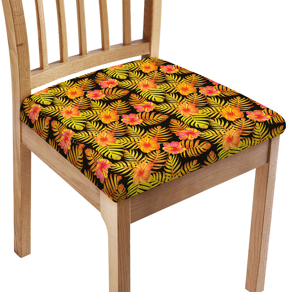 Yellow Hawaiian Tropical Pattern Print Chair Cushion Cover