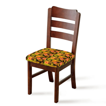 Yellow Hawaiian Tropical Pattern Print Chair Cushion Cover