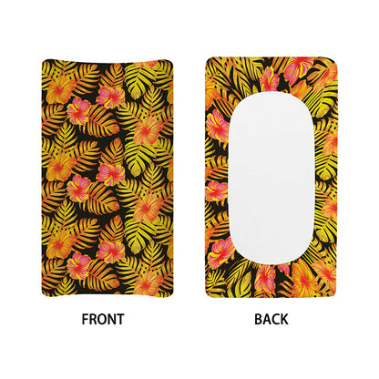 Yellow Hawaiian Tropical Pattern Print Changing Pad Cover