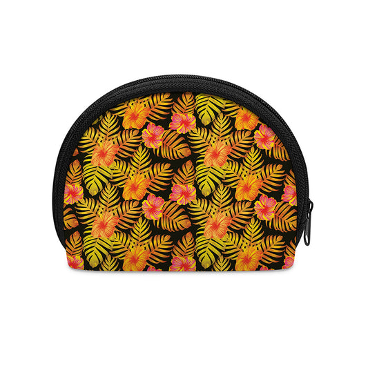 Yellow Hawaiian Tropical Pattern Print Coin Purse