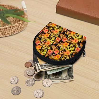 Yellow Hawaiian Tropical Pattern Print Coin Purse