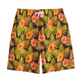 Yellow Hawaiian Tropical Pattern Print Cotton Shorts