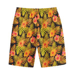 Yellow Hawaiian Tropical Pattern Print Cotton Shorts