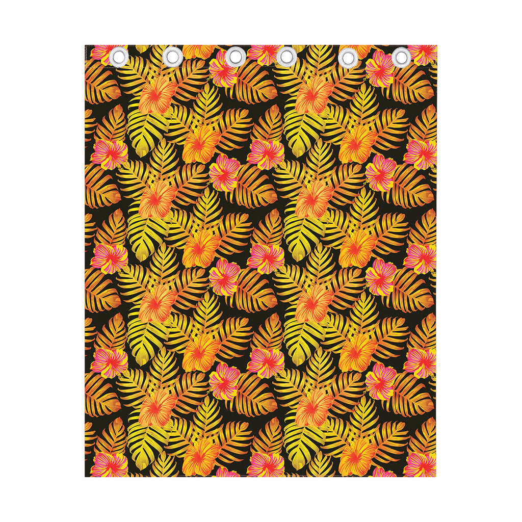 Yellow Hawaiian Tropical Pattern Print Curtain