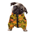 Yellow Hawaiian Tropical Pattern Print Dog Zip Up Jacket