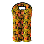 Yellow Hawaiian Tropical Pattern Print Double Neoprene Wine Tote