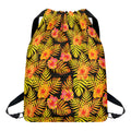 Yellow Hawaiian Tropical Pattern Print Drawstring Backpack